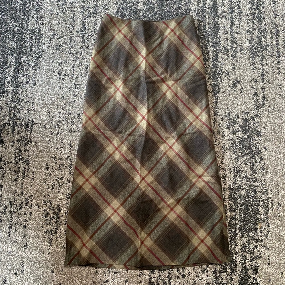 Brooks Brothers Full Length Plaid Wool Skirt